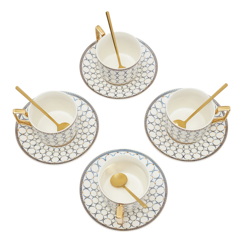 JOYDING European Style Cup and Saucer Set Porcelain Glazed Tea Cup